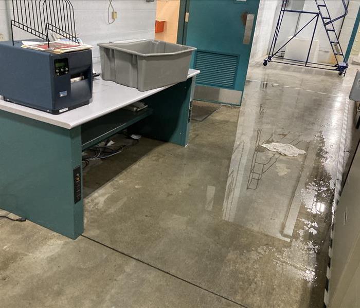 Wet floor in warehouse